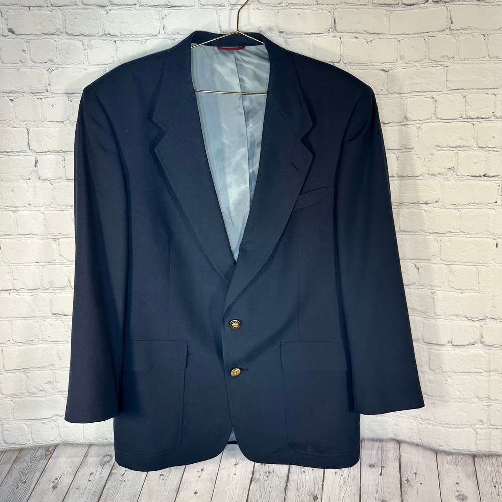Jack Nicklaus Tournament Series Mens Navy Blue Blazer Gold Crest Buttons 42R USA